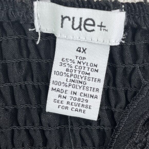 Rue Plus Black Lace Boho Festival Blouse Women’s Plus Size 4X Baby Doll - Picture 14 of 14